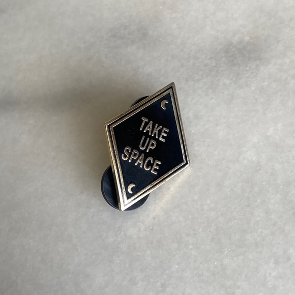 PUNKY PINS • Take Up Space Enamel Pin Boundaries Punk Goth Gold Tone Diamond - Picture 2 of 5